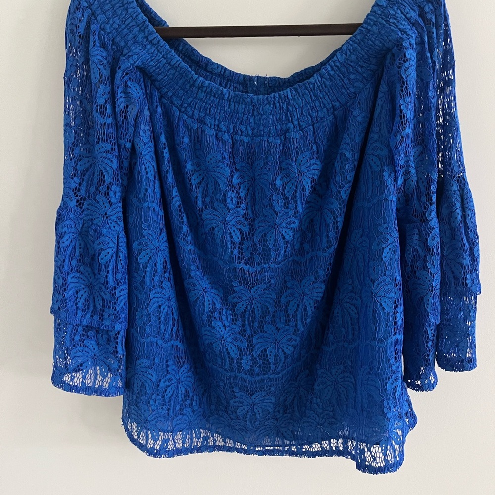 Lilly Pulitzer Cobalt Blue Lace Blouse